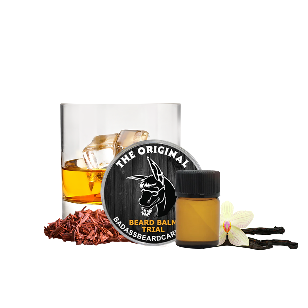 The Original trial-size beard oil and balm with bourbon and vanilla props