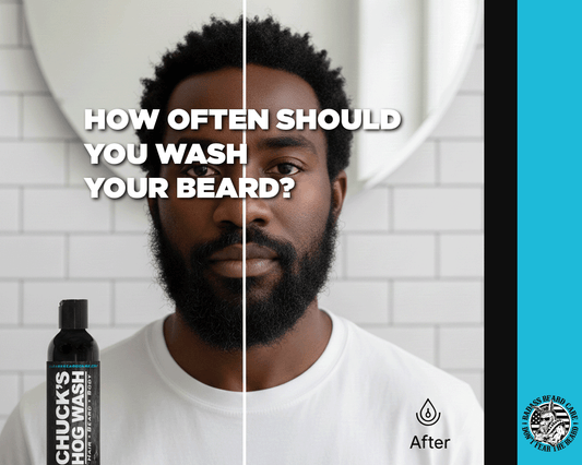 african american man before and after using beard wash, his beard looks healthier and nourished