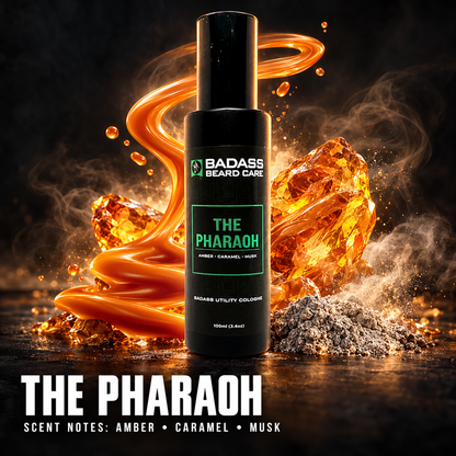 The Pharaoh Utility Cologne — amber, caramel and musk scent notes.