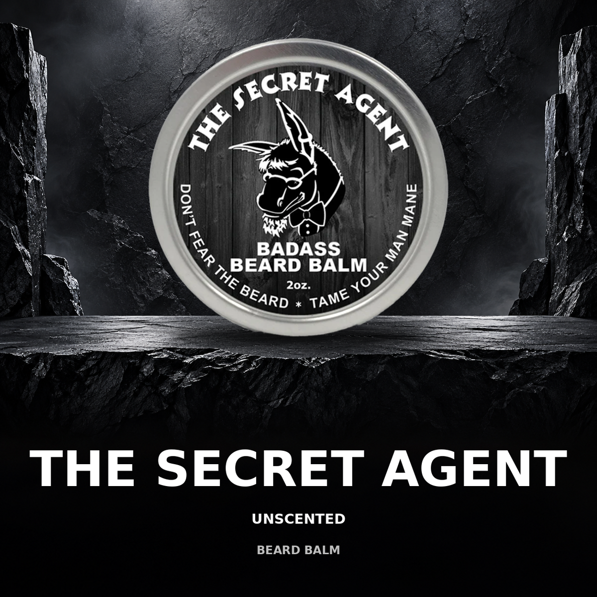 Secret Agent beard balm scent showcase — unscented.